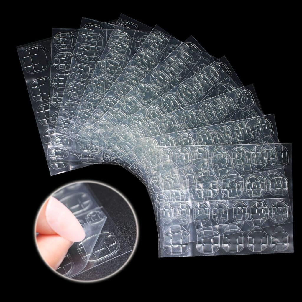 10 Sheets Waterproof Breathable Jelly Double Sided Nail Adhesives,Press On Nails Sticky Tabs Nail Glue Sticker