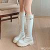Long Tube Boots for Women In Autumn Winter New Thick Soled Height  Lace Up High Tube Simple Comfortable Non Slip Women's Boots