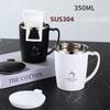 304 Stainless Steel Thermal Double Wall Coffee Cup Heat Insulation Anti-fall Thermos Mug with Cover and Handle Leak-Proof Cups