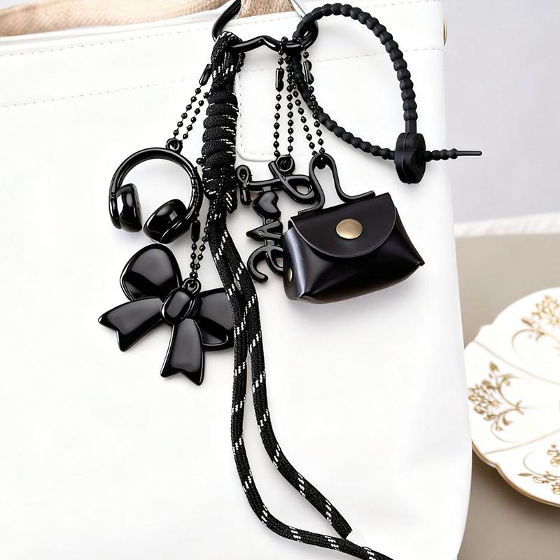 Bag Charm Exquisite Woven Maillard Bow Rope Pendant Earphone Gifts Mini Bow Leather Ornaments Bag Accessories for Women