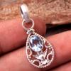 Blue Topaz Silver Pendant, Gemstone Pendant, 925 Sterling Silver Handmade Jewelry, Owl Pendant, Silver Jewelry