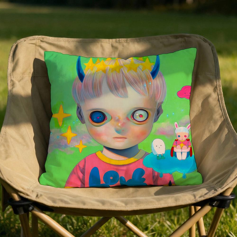 Hikari Shimoda Illustrations Cushion Cover Soft Reversible Durable Pillow Cover MultiScene Use for Home Car Daily Comfort