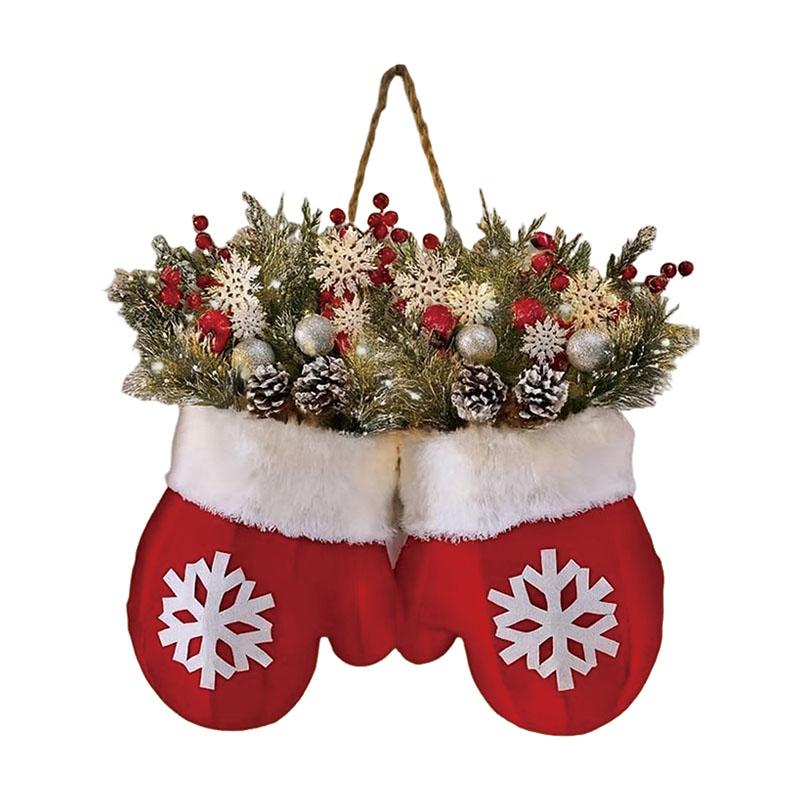 Christmas Garland Creative Glove Shaped Simulated Flower Wreath Window Door Gate Christmas Decorations Xmas New Year Decorations