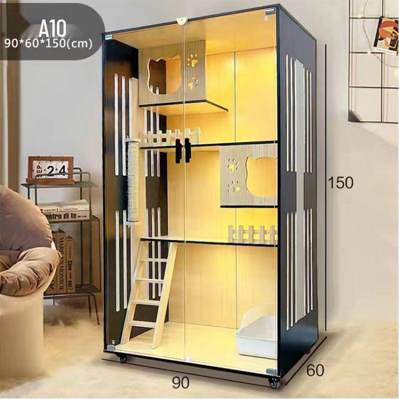 Multi-Layer Wooden Cat Villa: Bed, Cage, & House