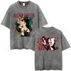 Washed Vintage Anime Junji Ito Uzumaki T-shirt Men Women Horror Manga Oversized T Shirts Male High Quality Cotton Y2k Streetwear
