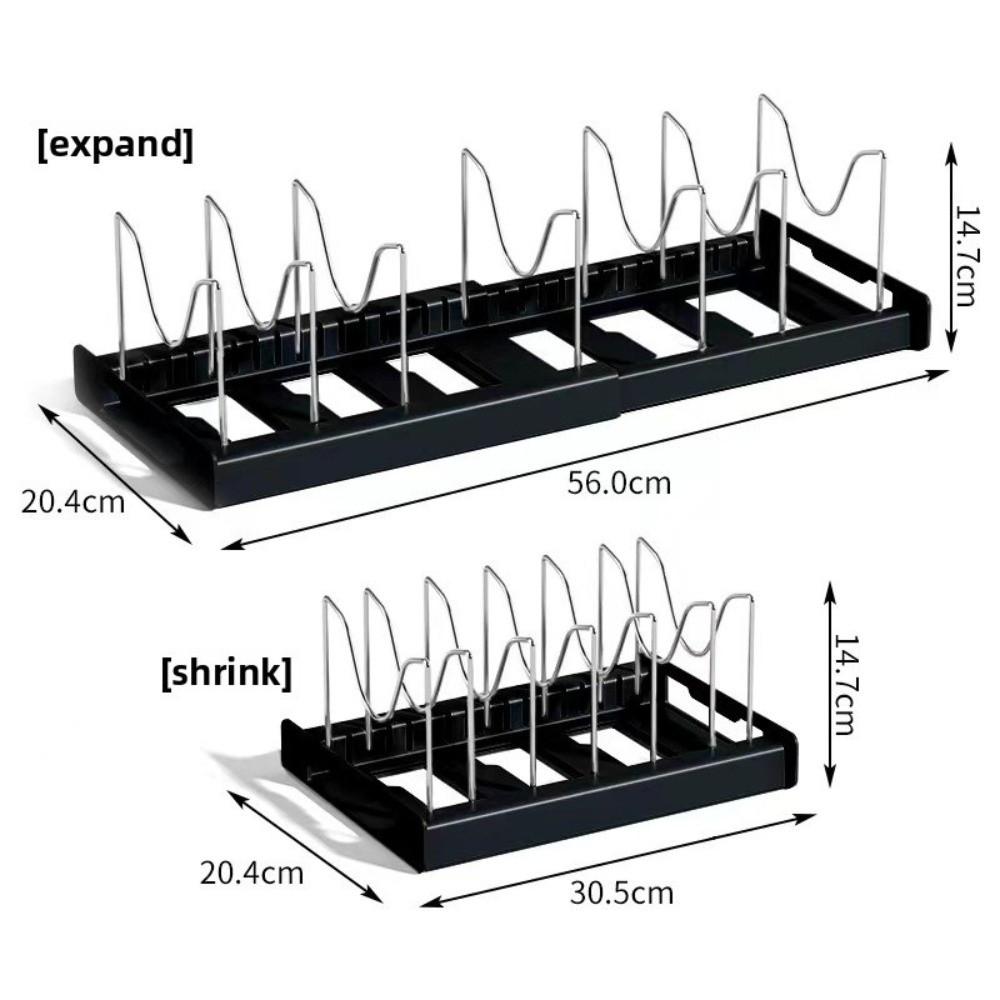 Adjustable Pans Organizer Rack 7 Grid Pots Holder New Compartments Dish Storage Rack