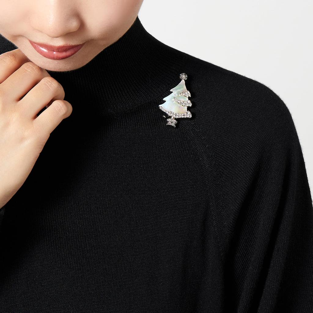 Brooch White Pearl Christmas Tree VBMV3653 MP [Vendome Boutique]