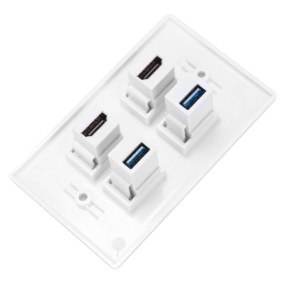 2 HDMI Female to Female Buck 2USB Buckle настенная панель для дома и отеля