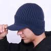 Мужская зимняя вязаная фуражка с наушниками Ветрозащитная теплая шапка-ушанка Велосипедная бейсболка на открытом воздухе Вязаная шапка газетчика с козырьком