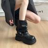 7Cm Thick-soled Heightening Western Knight Boots Women's 2025 Autumn New Small Muffin Soft-soled Trousers Medium Tube Short Boots