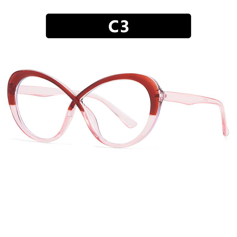 Oval Cross Glasses Frame Women'S Glasses Frame Trendy Personality Fashion Anti-Blue Flat Mirror Optics
