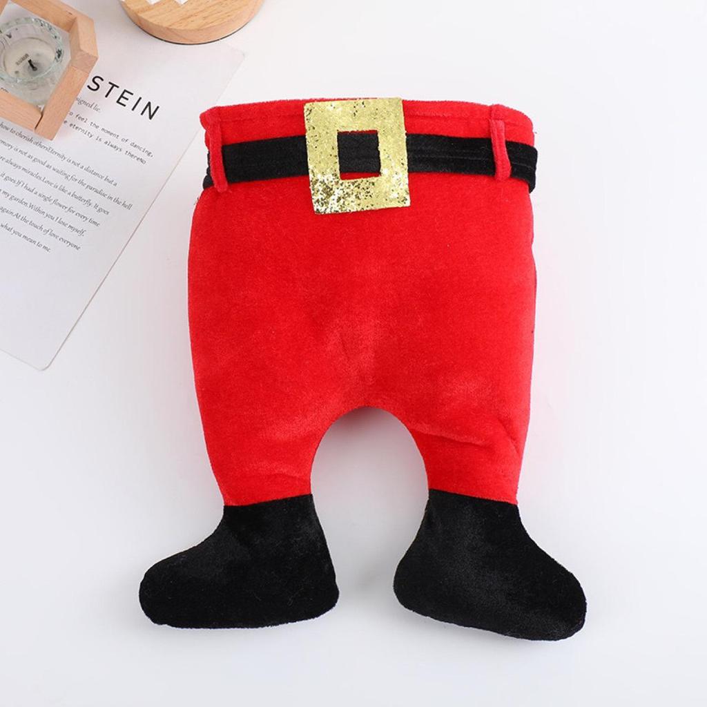 Festive Red Cotton Christmas Hat with Leggings for Children & Adults - Warm, Wide-Brimmed Clown Design
