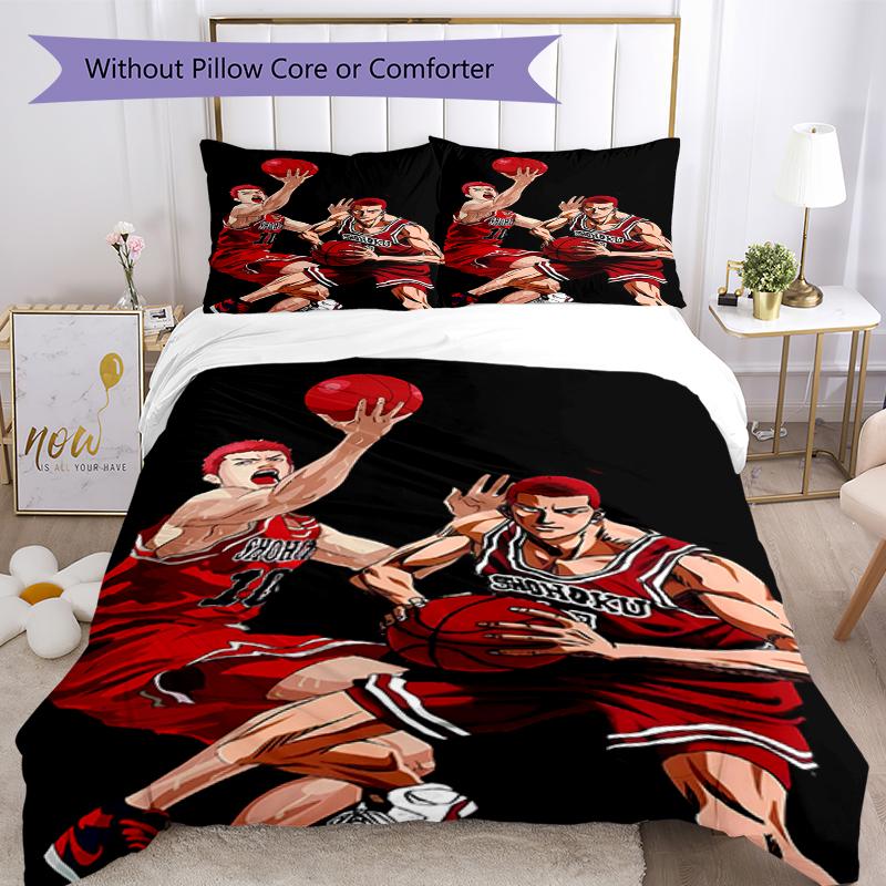 3pcs Slam Dunk Bedding Set Duvet Cover Closure Includes 1 Duvet Cover & 2 Pillowcases, Soft and Comfortable for All Seasons.