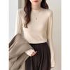 Женская однотонная базовая футболка с воротником-стойкой и длинным рукавом для осени/зимы