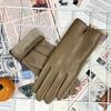 Теплые перчатки женские осенние бархатные утолщенные протеиновые кожаные перчатки для сенсорных экранов холодостойкие велосипедные эластичные хлопковые перчатки для сенсорных экранов