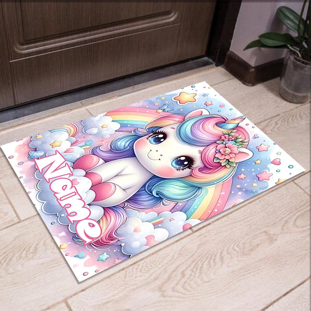 Custom Name Unicorn Printed Carpet,Rug for Office Chair Living Room Bedroom Kitchen Room Decor Gifts.