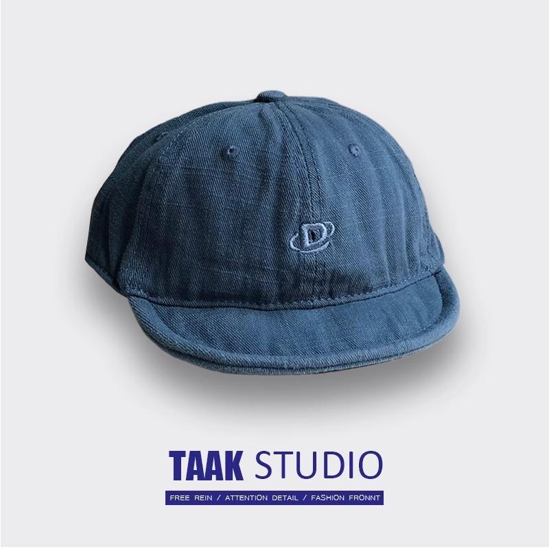 American Ami Kaji letter short brim cap baseball cap female retro washed old soft top tooling hat trendy man