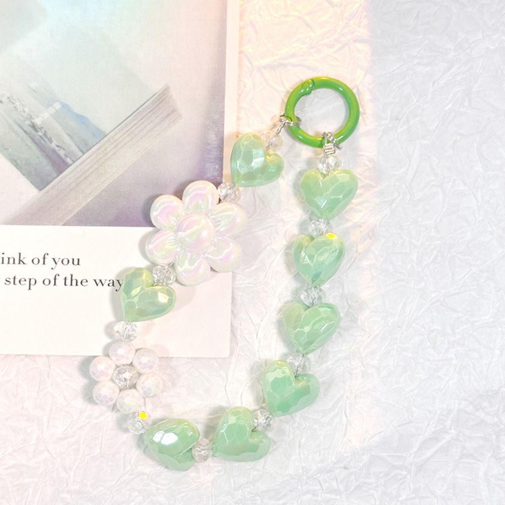Short Style Sweet Mobile Phone Lanyard Pendant Crystal Bead Phone Chain Girl Gift