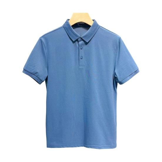 Мужская летняя футболка, сплошной цвет, ледяной шелк, свободный отложной воротник, короткие рукава, мягкий дышащий легкий пуловер на пуговицах, деловой офисный топ