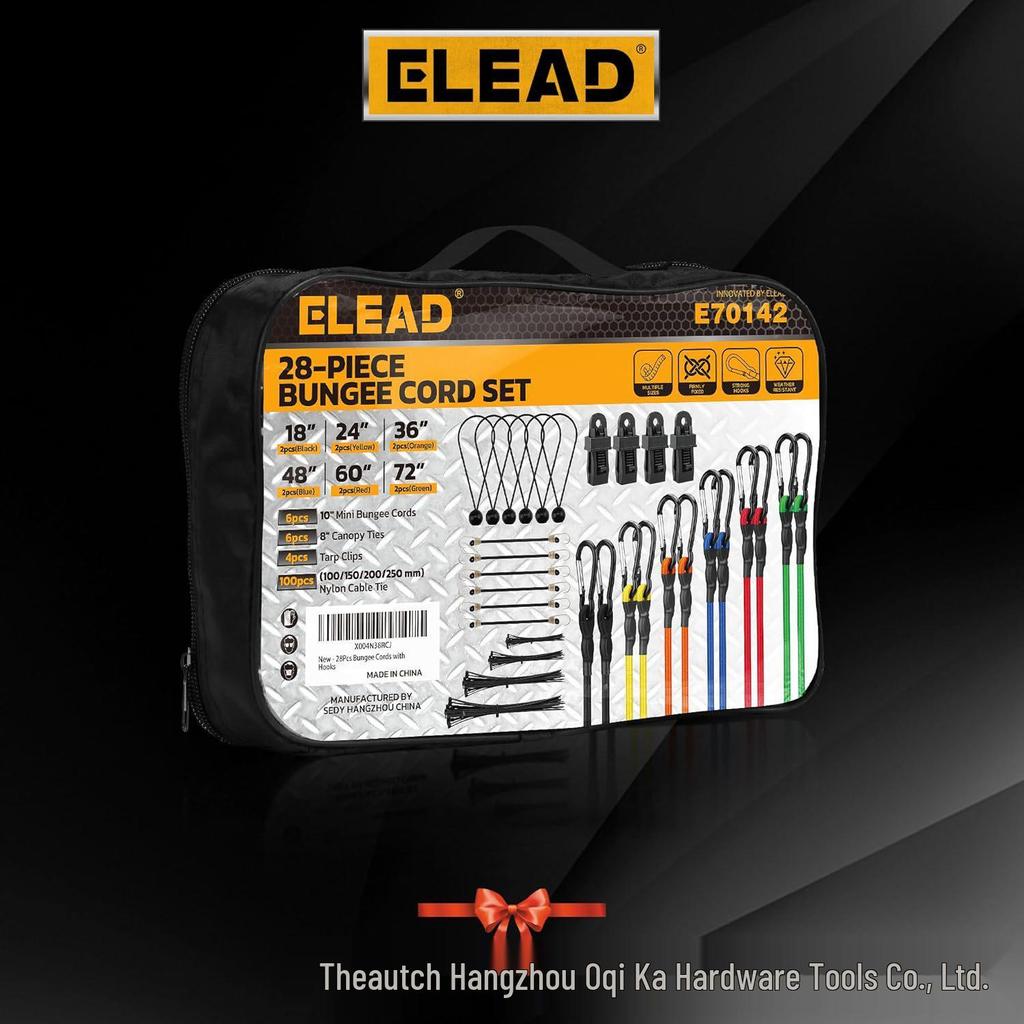 Набор из 28 предметов: карабины, эластичные шнуры с сумкой - высокопрочные безопасные стяжки