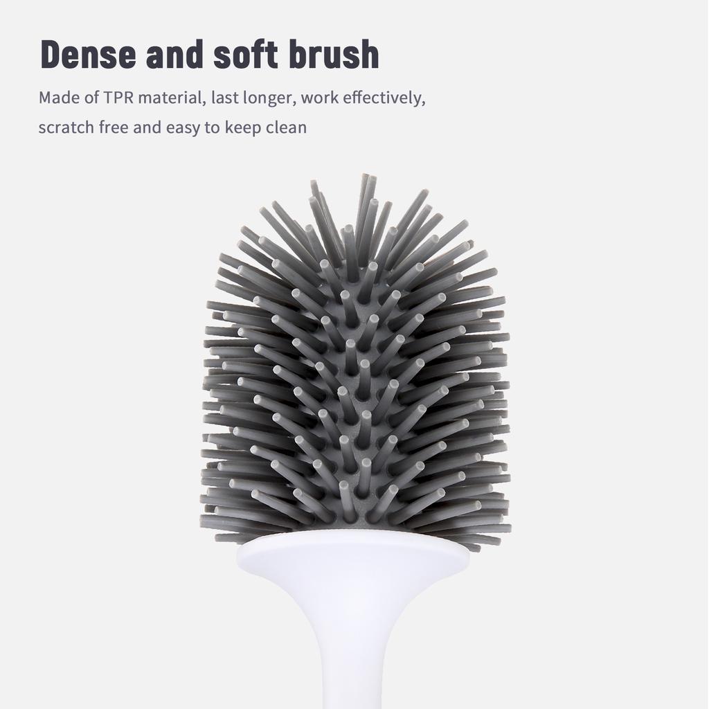 Ecoco Toilet Brush and Holder Set Toilet Bowl Brush Bathroom Hollow Drainage Holder Toilet Soft Cleaner Brush Kit with