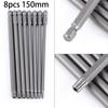 Screwdriver Bit 8Pcs 1/4 Inch Magnetic Torx Hand Tool 150MM Extra Long
