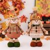 Thanksgiving Harvest Season Scarecrow Ornament Adjustable Doll Tabletop Decoration for Home Retractable Figurine