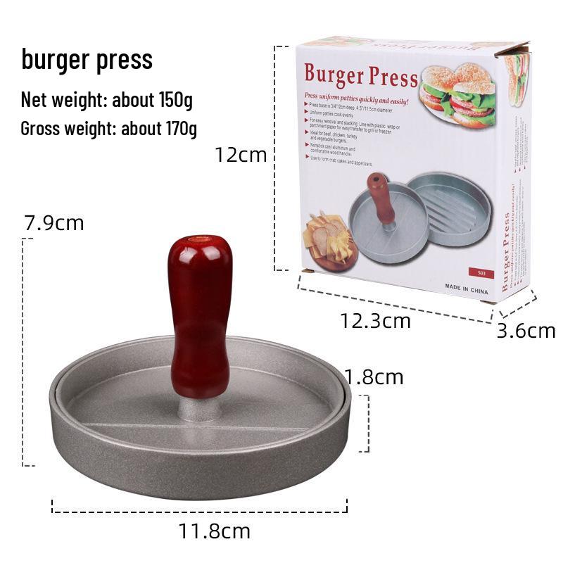Aluminum & Wood Handle Hamburger Patty Press Mold