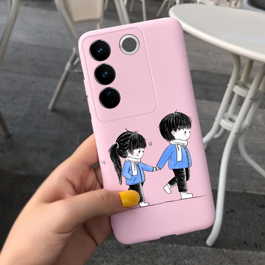 Чехол для Vivo V27 Pro Задняя крышка для Vivo V27e Модный чехол-фунда конфетного цвета с рисунком для Vivo V27 5G V 27e V27Pro V2237 V2230 Мягкий чехол