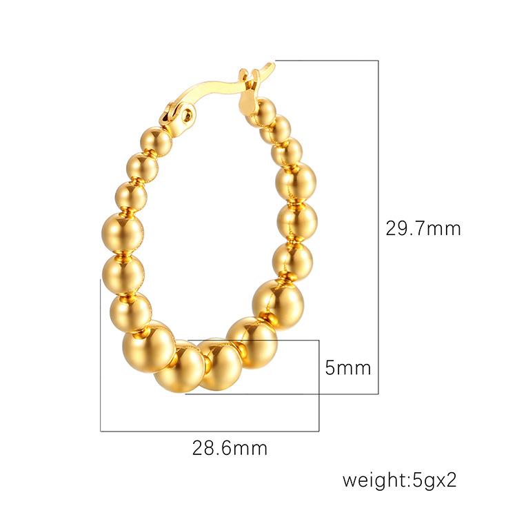 Популярные серьги из нержавеющей стали с круглыми бусинами, женственные простые круглые серьги из титановой стали с пряжкой