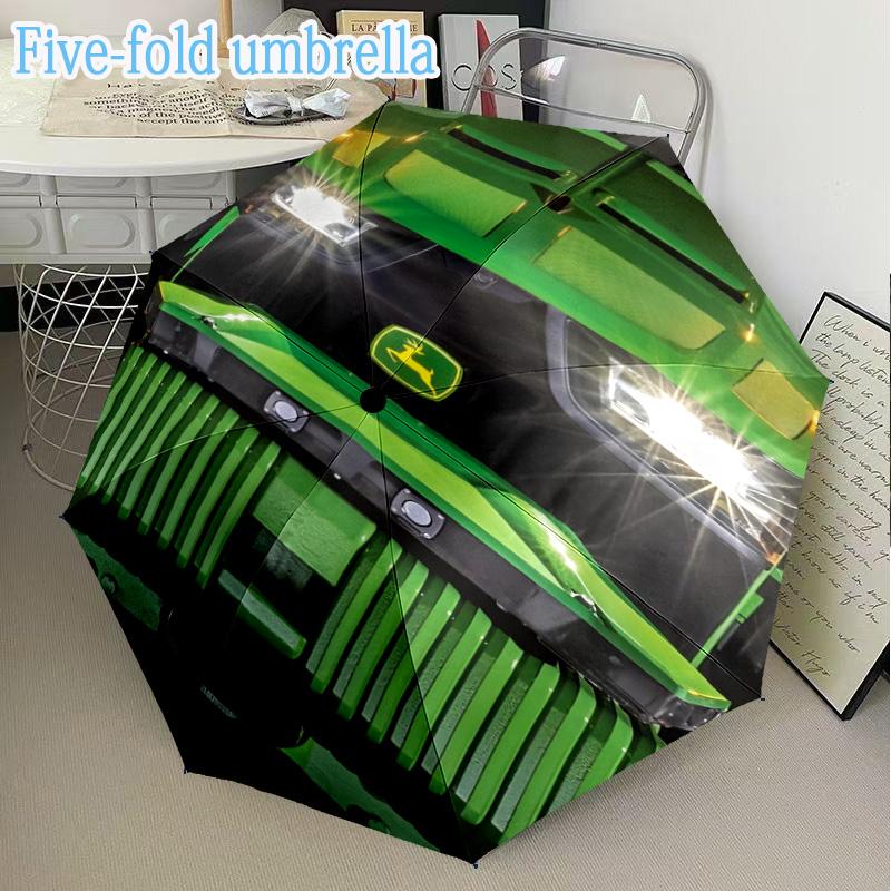 John Deere Logo Design Mini Five-Fold Lightweight Umbrella, Eight-Bone Frame, Perfect for Home Travel and Outdoor Use in Any Season