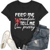 Crawfish Shirt Feed Me Crawfish Tell Me I'm Pretty Tshirt for Women Seafood Boil Summer Vintage Graphic Tee Tops