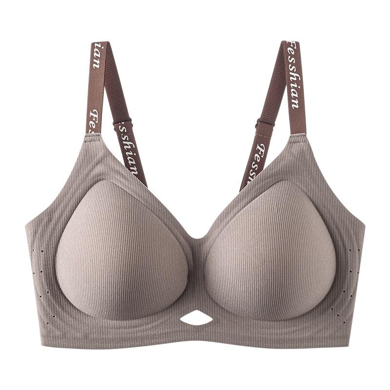 Quality version Contrast color Thread non-marking Medium thin comfortable underwear Women's small breasts gather jelly strips Soft support bra cover