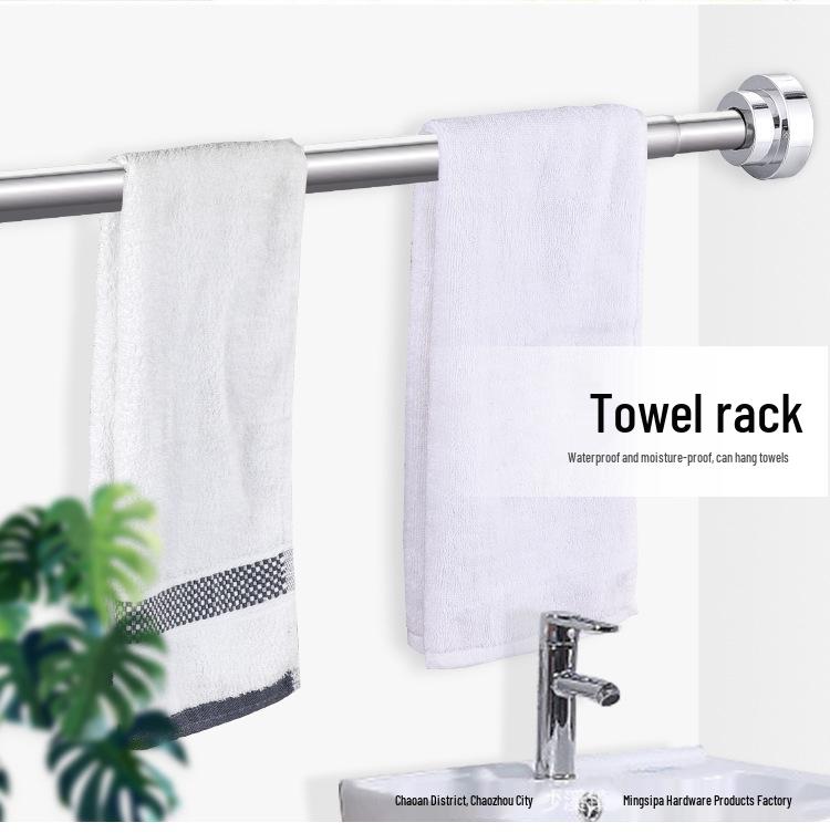Stainless Steel Telescopic Shower Curtain Rod with No-Drill Support
