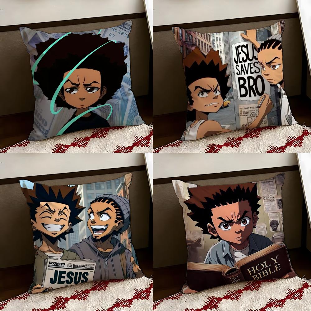 Cartoon ABoondocks Retro Cushion Cover Reversible Soft Durable Pillow Cover Home Car MultiScene Use for Daily Comfort