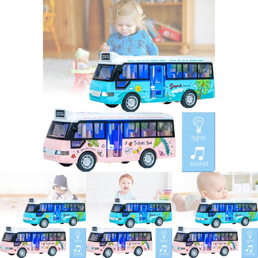 Vibrant Plastic Inertia Bus Toy With Flashing Lights And Music For Boys And Girls