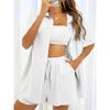 Fashion Shorts Two-piece Solid Color Shirt Suit Women's Casual Loose Short-sleeved Single-breasted