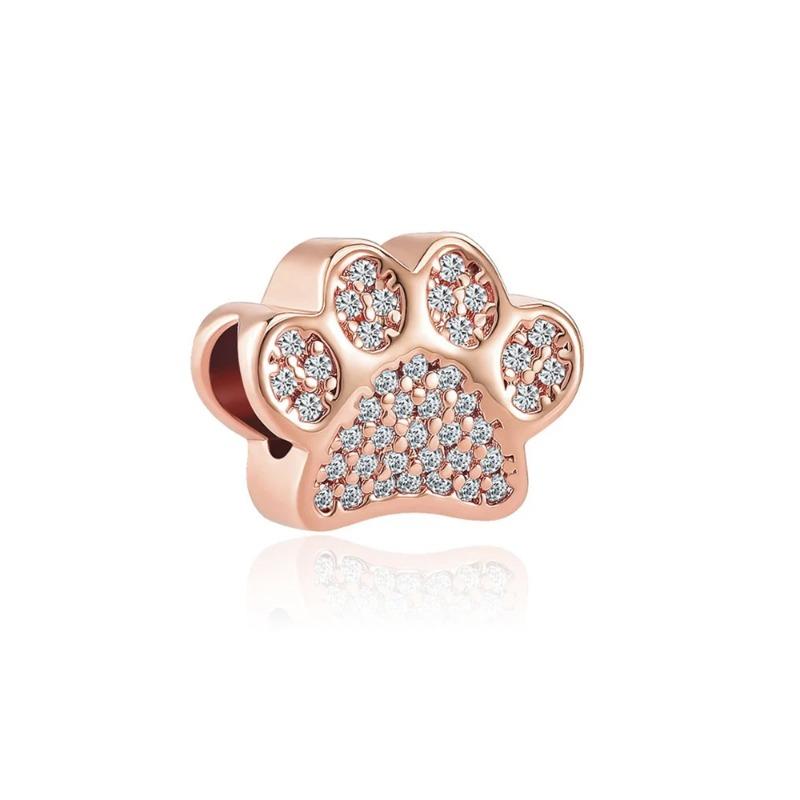 Новый 925 стерлингового серебра розового золота Paw Print Charm of ley 925 цепи бисер подходит оригинальный браслет Pandora DIY женские украшения