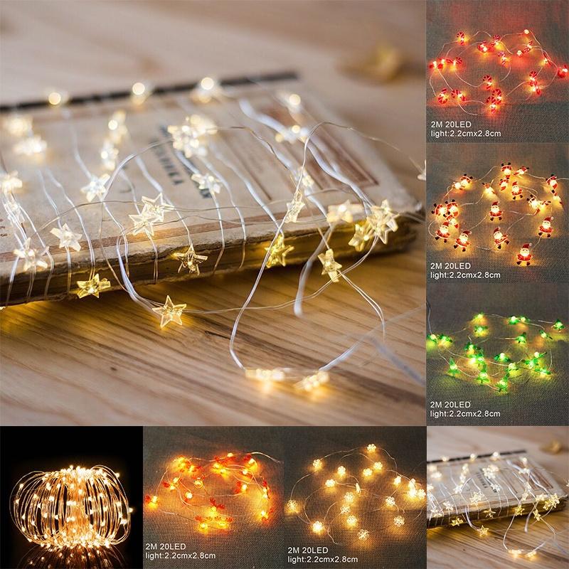 2 м Подвесные 20 светодиодных Рождественских огней Снежинка Леденец Рождественская елка Питание от батареек