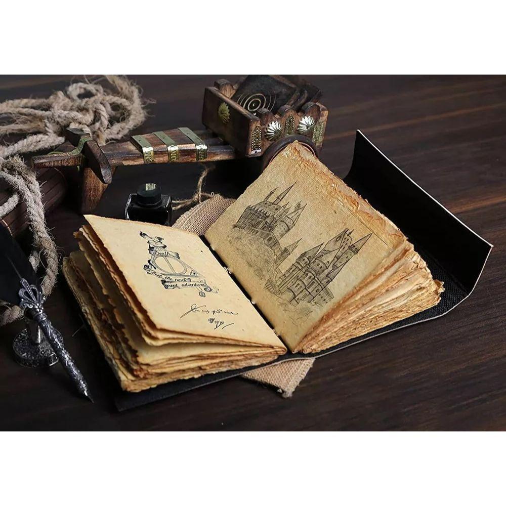 Compass Vintage Leather Journal Book Of Shadows Blank Spell Notebook