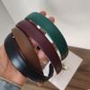 2pc European and American Retro Solid PU Headband Hair Bands Hairband Hoop for Women Girls Holiday Korean Hair Accessories