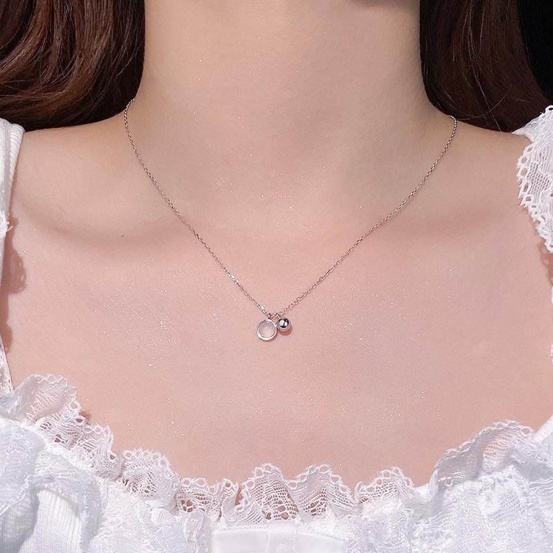 Круглое ожерелье с имитацией кошачьего глаза для женской модной ниши, стильное и простое для поездок на работу, универсальная цепочка на ключицу