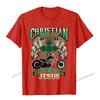 Christian Biker I Ride With Jesus Religious Back Motorcycle Premium TShirt Camisas Unisex Printed Tops Shirt For Unisex Cotton