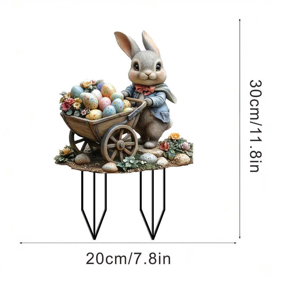 Пасхальный кролик садовый колышек акриловый пасхальный знак двора 2D плоские весенние знаки газона пасхальные колышки для газона пасхальное украшение для улицы