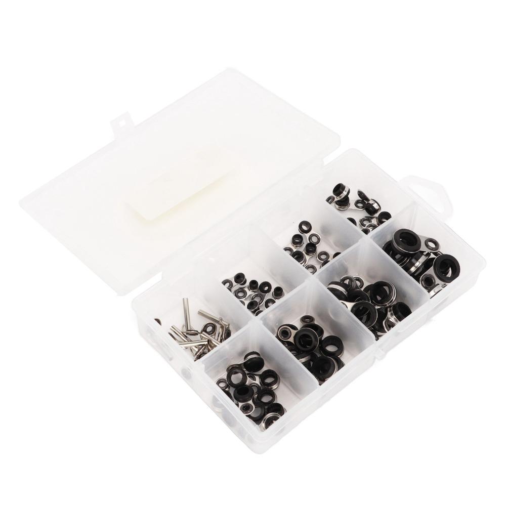 80PCS Ceramic Insert Fishing Rod Guide Kit Rod Guide Repair Kit for Telescopic Rod Repair