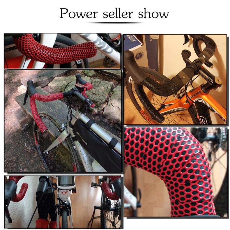 Professional Bicycle Handlebar Tape Cellular Anti-slip Shock Absorption Road Bike Handle Bar Tape With Plugs Bike Accessories