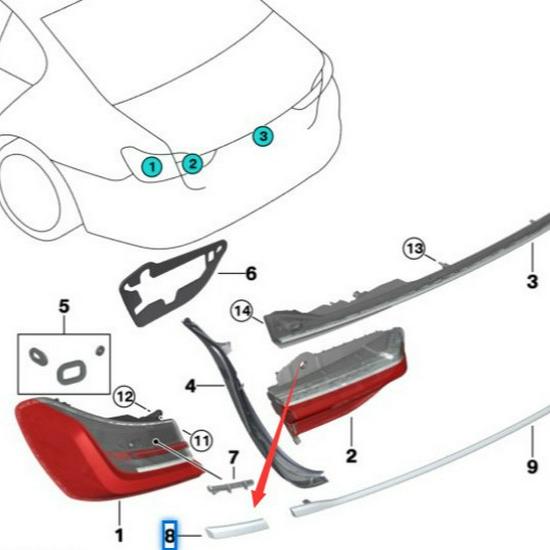 BMW 7 Series G11/G12 Left/Right Taillight Black Trim 51138096137/51138096138