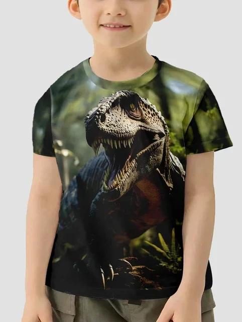 Футболка для мальчиков Cool Jurassic World Dinosaur Футболка для мальчиков Летняя одежда с коротким рукавом Футболки для детей Топы для девочек