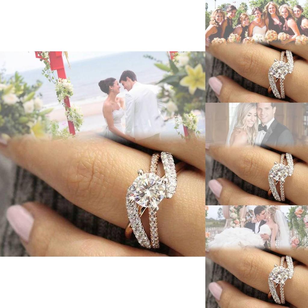 Exquisite Rose Gold Zirconia Ring For Women European And American Style Jewelry