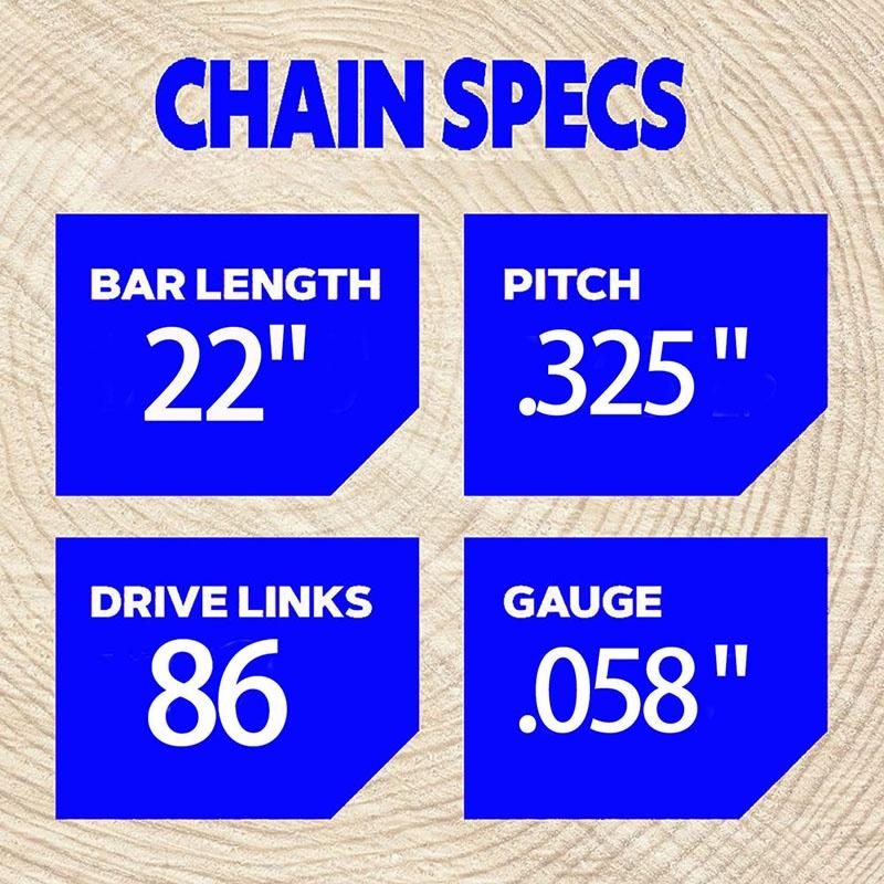 22-дюймовая 86 приводных звеньев бензиновая цепная пила цепь 0,325" шаг 0,058" калибр цепи бензиновая цепная пила аксессуар полное долото
